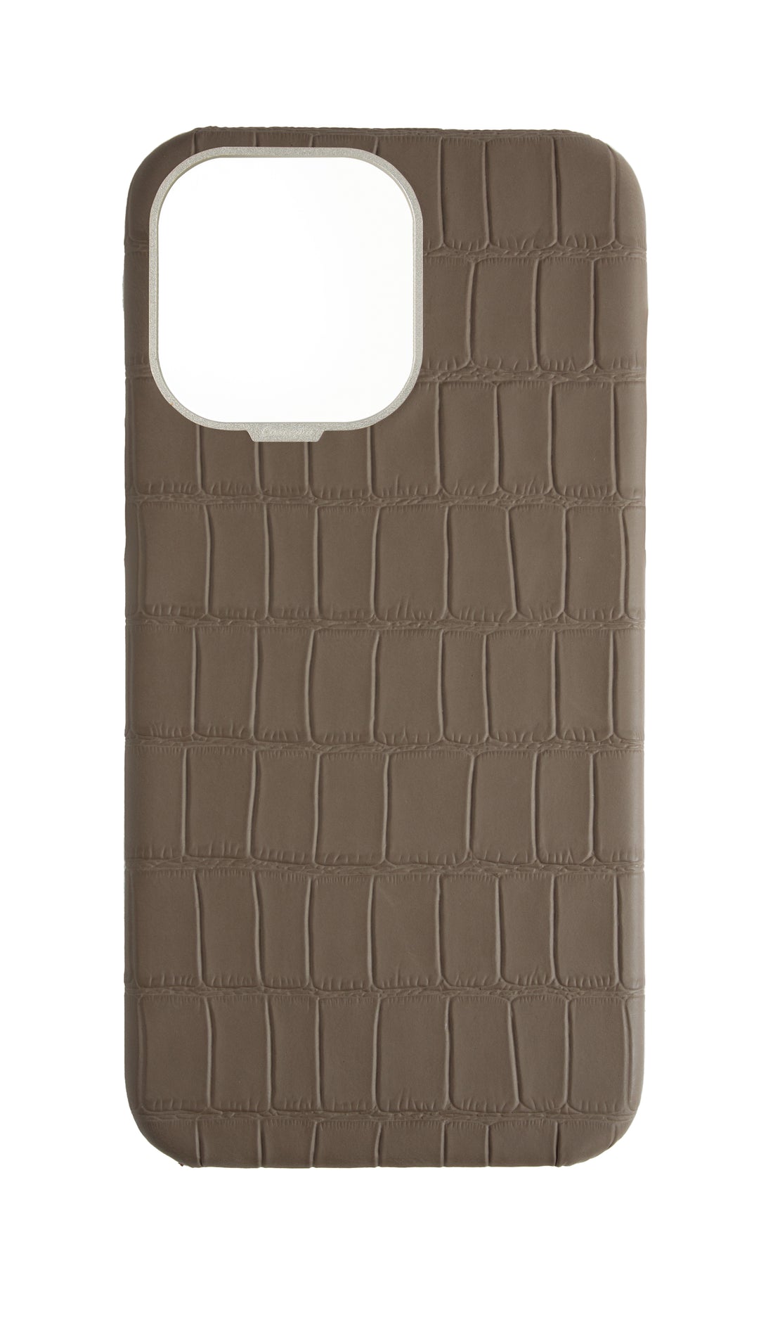 Matte Dark Taupe Strapless Embossed Crocodile Case