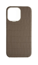 Matte Dark Taupe Strapless Embossed Crocodile Case