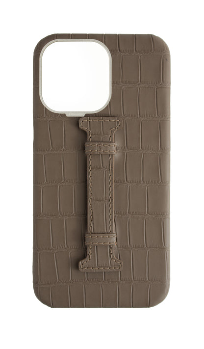 Matte Dark Taupe Embossed Crocodile Case