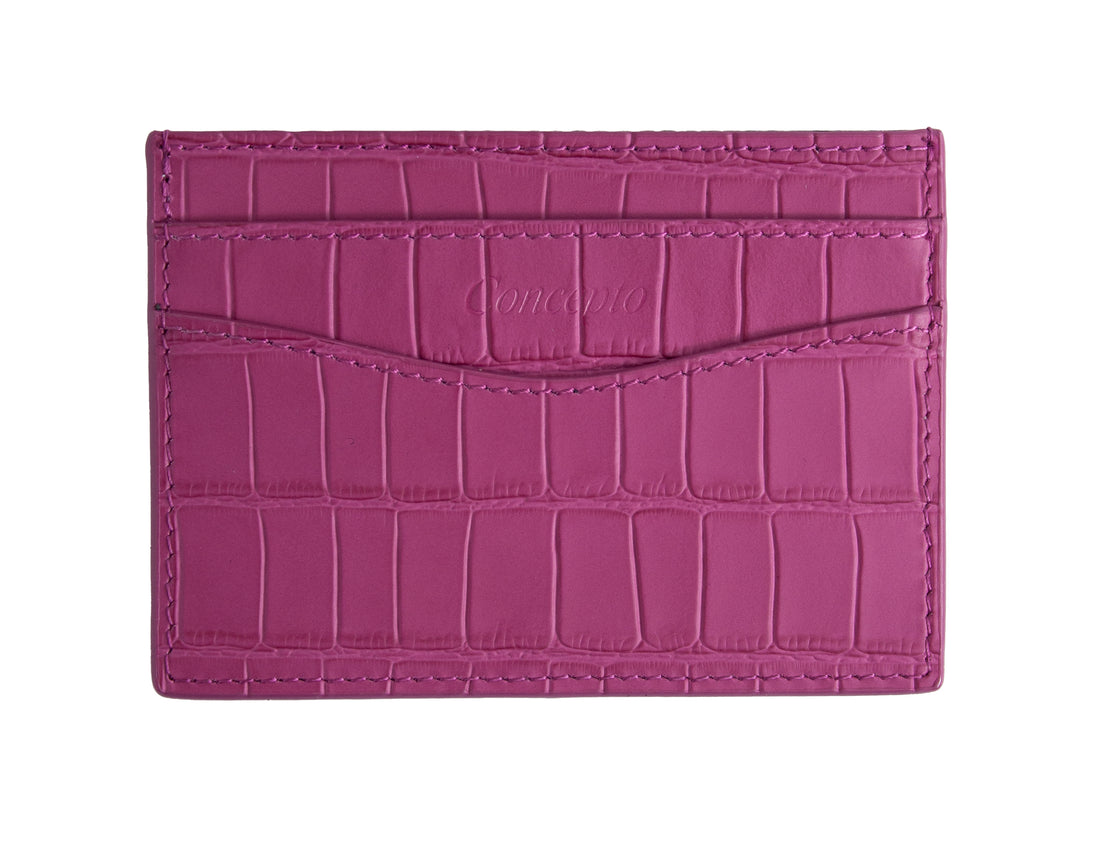 Embossed Fuchsia Crocodile Cardholder