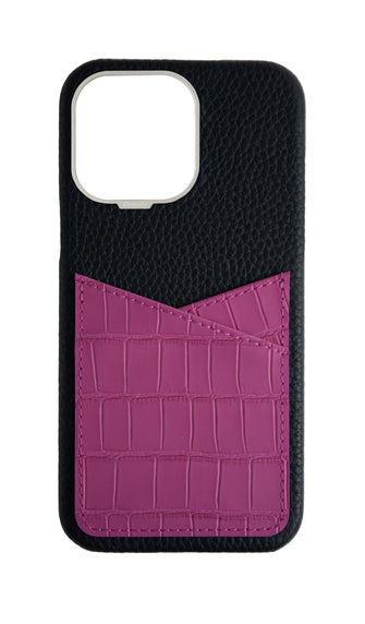 Matte Fuchsia Embossed Pocket Crocodile Case