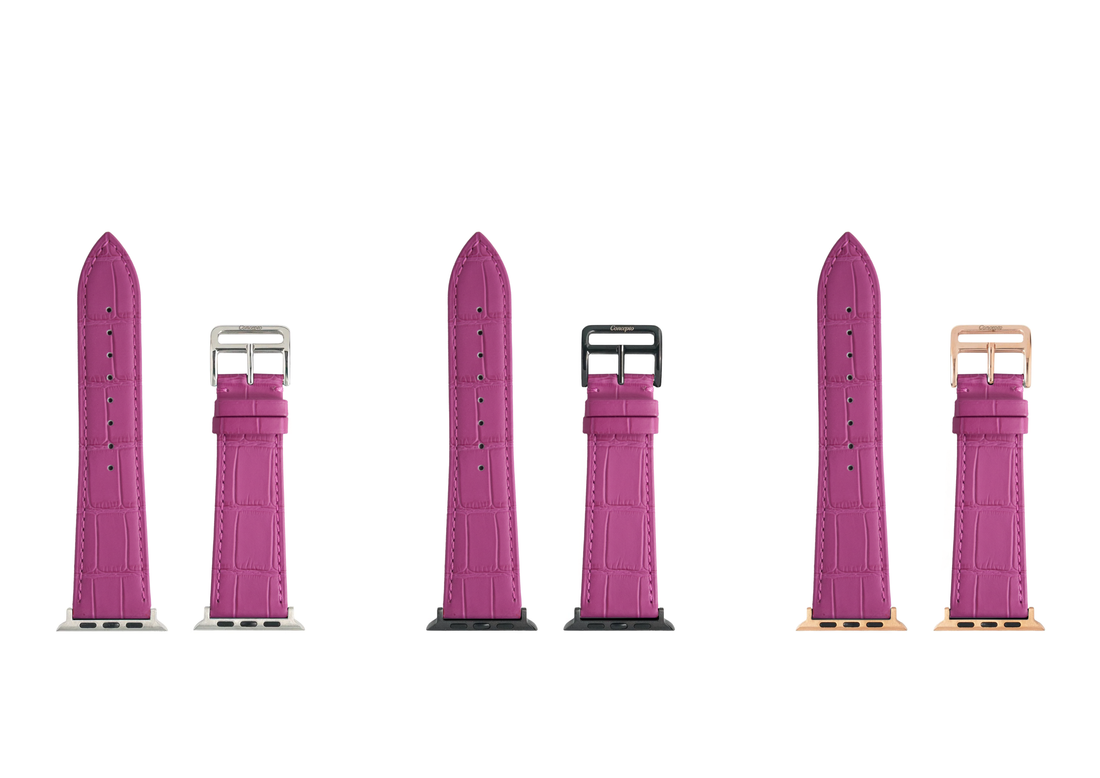 Matte Fuchsia Embossed Crocodile Strap