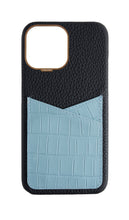 Matte Light Blue Embossed Pocket Crocodile Case