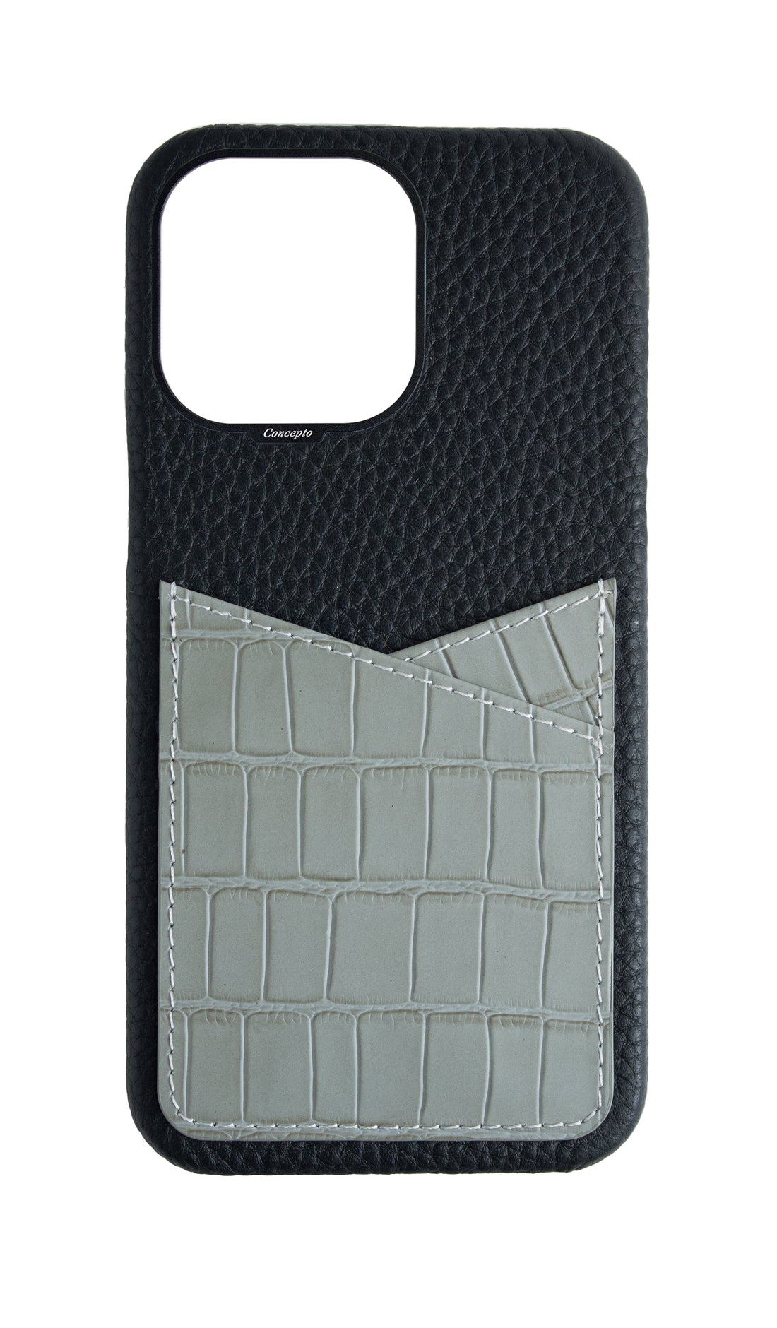 Matte Grey Embossed Pocket Crocodile Case