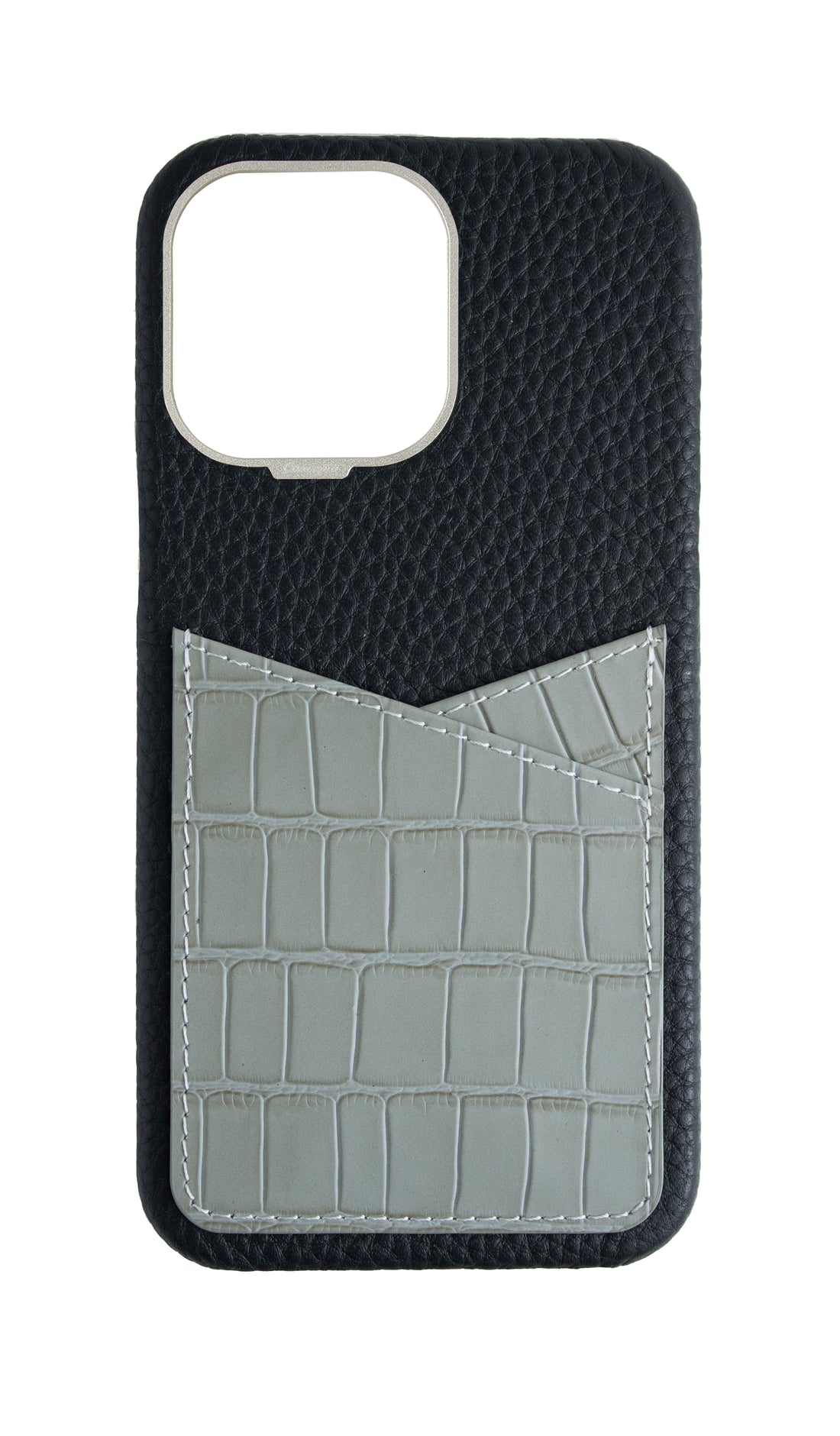 Matte Grey Embossed Pocket Crocodile Case