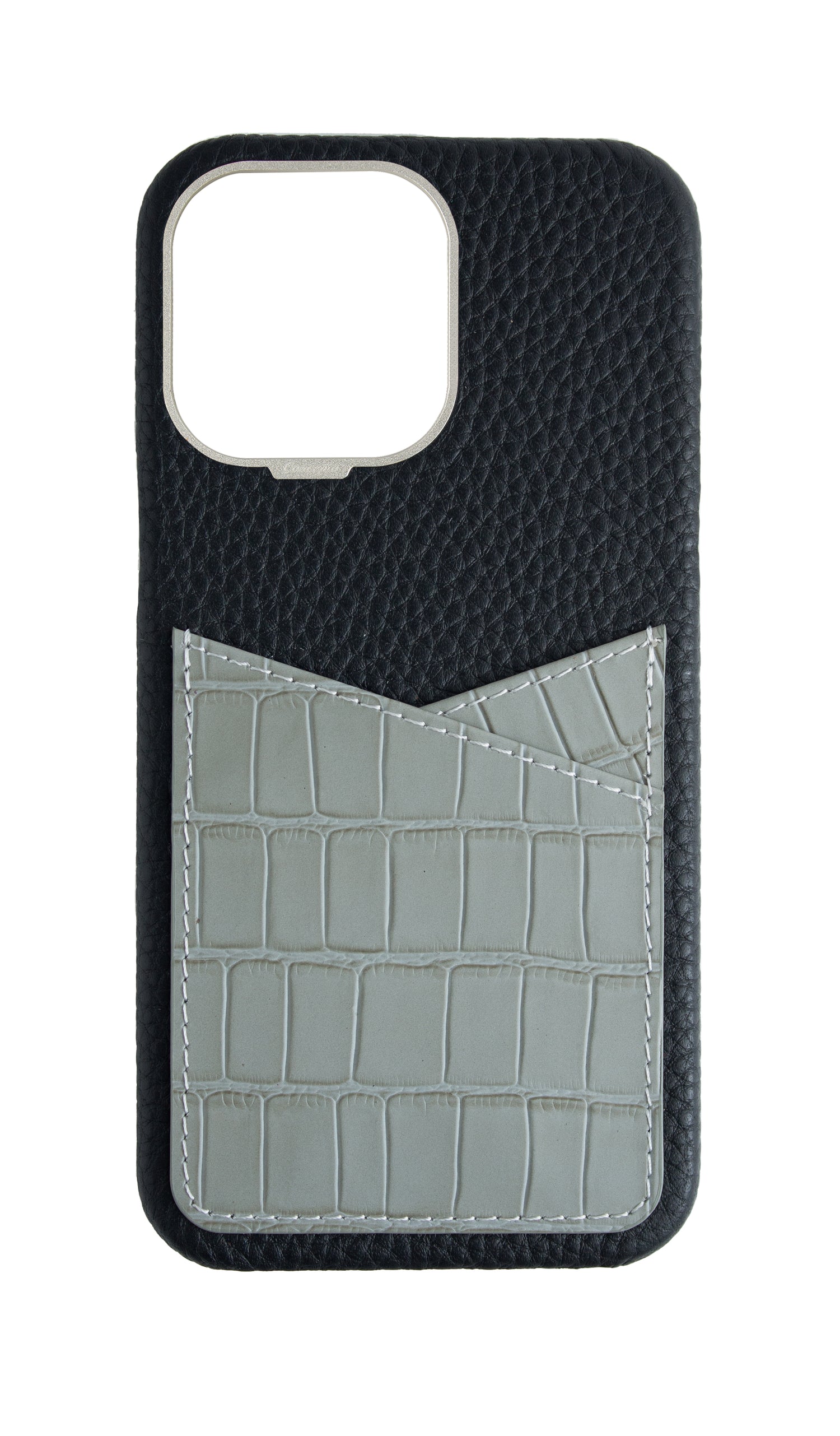 Matte Grey Embossed Pocket Crocodile Case