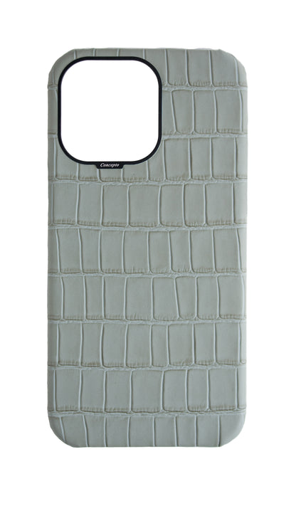 Matte Grey Strapless Embossed Crocodile Case