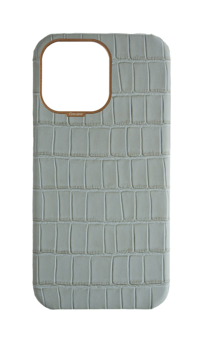 Matte Grey Strapless Embossed Crocodile Case