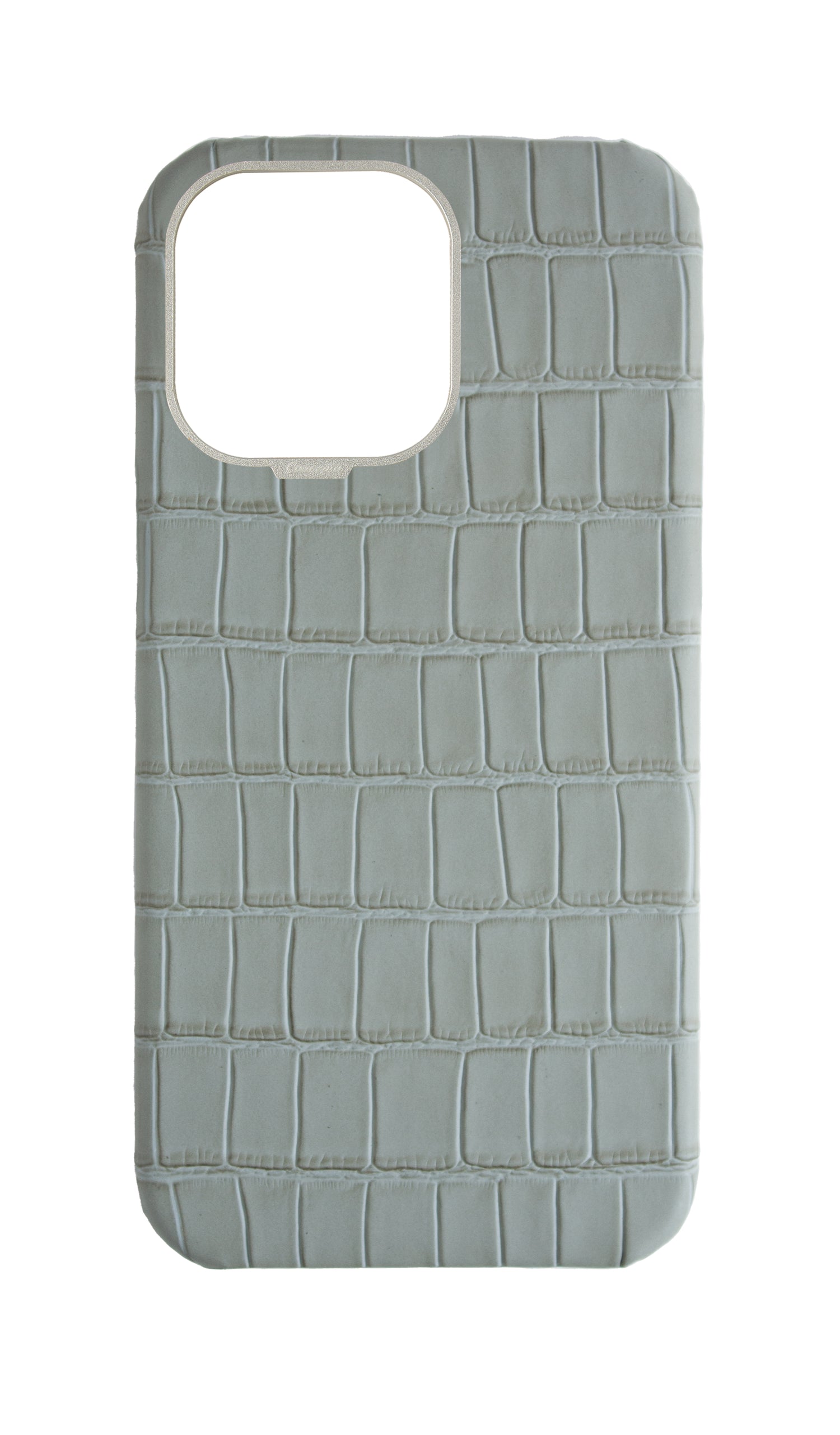 Matte Grey Strapless Embossed Crocodile Case