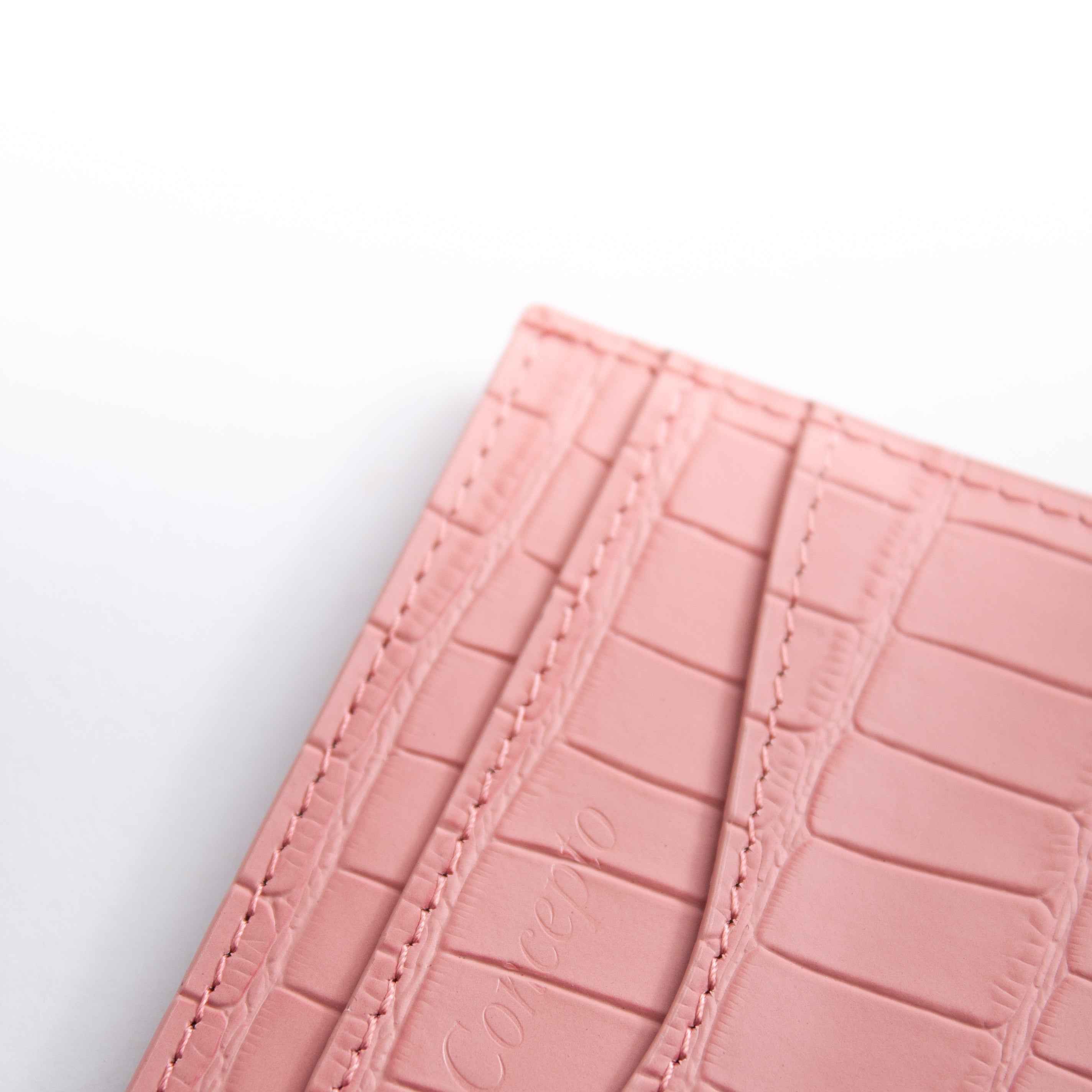 Embossed Pink Crocodile Cardholder