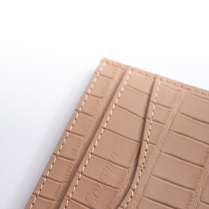 Embossed Nude Crocodile Cardholder