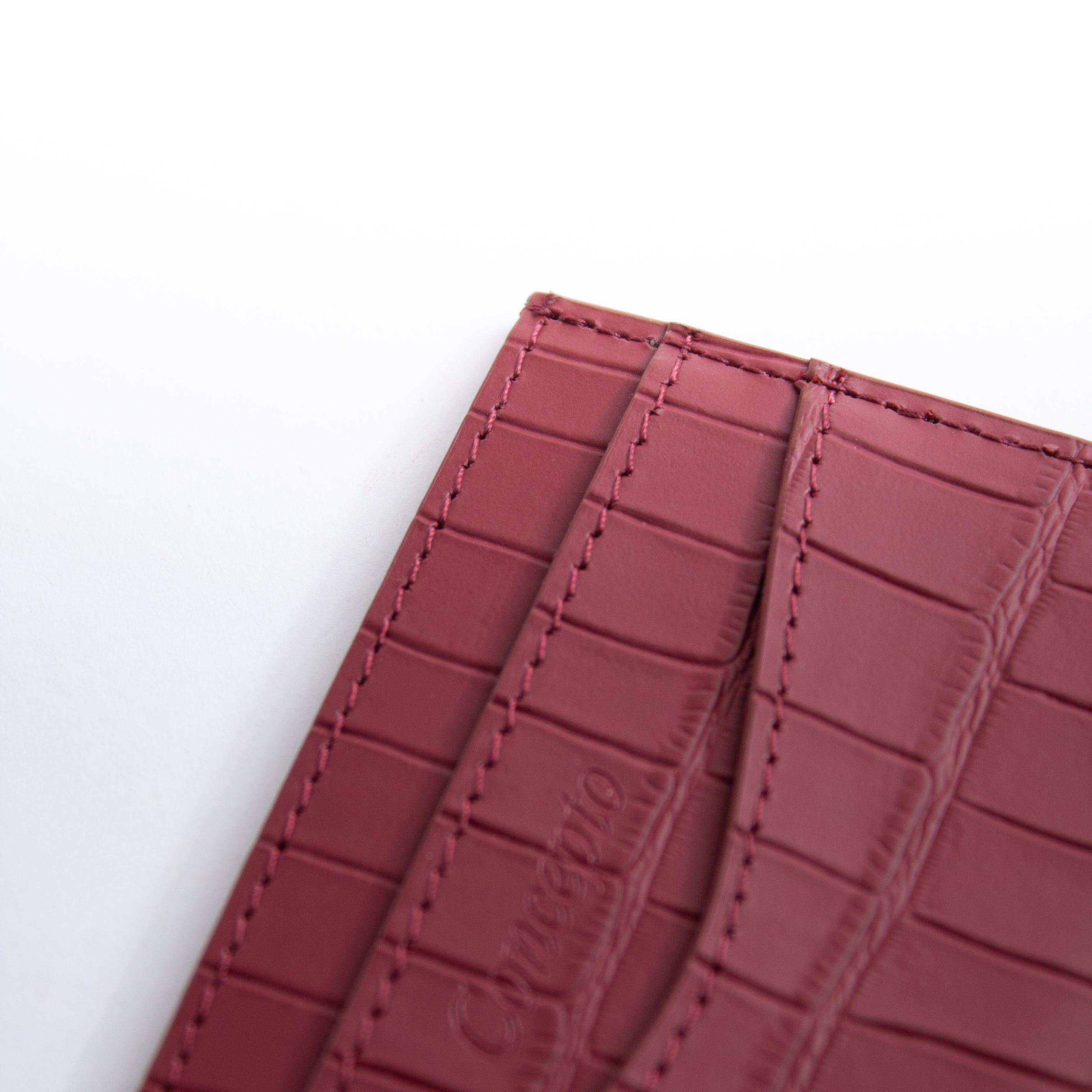 Embossed Maroon Crocodile Cardholder