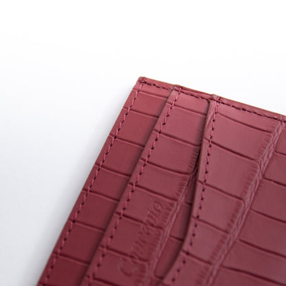 Embossed Maroon Crocodile Cardholder