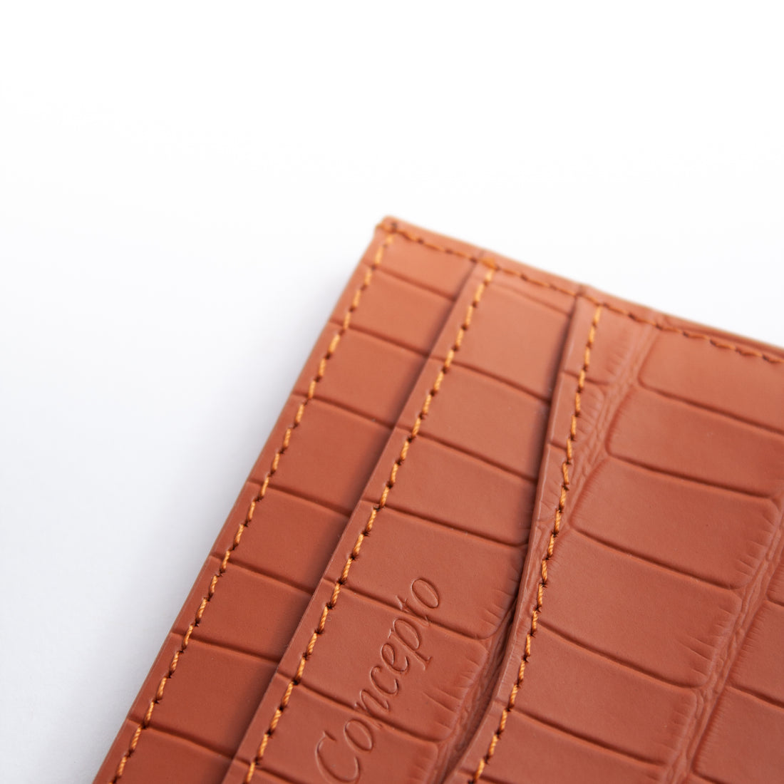 Embossed Camel Brown Crocodile Cardholder