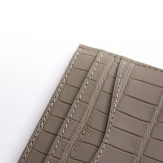 Embossed Dark Taupe Crocodile Cardholder