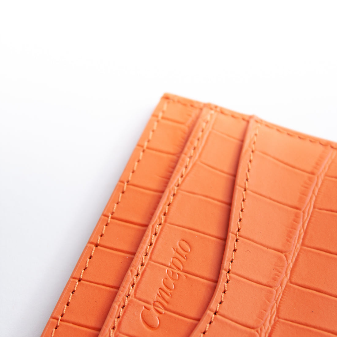 Embossed Orange Crocodile Cardholder