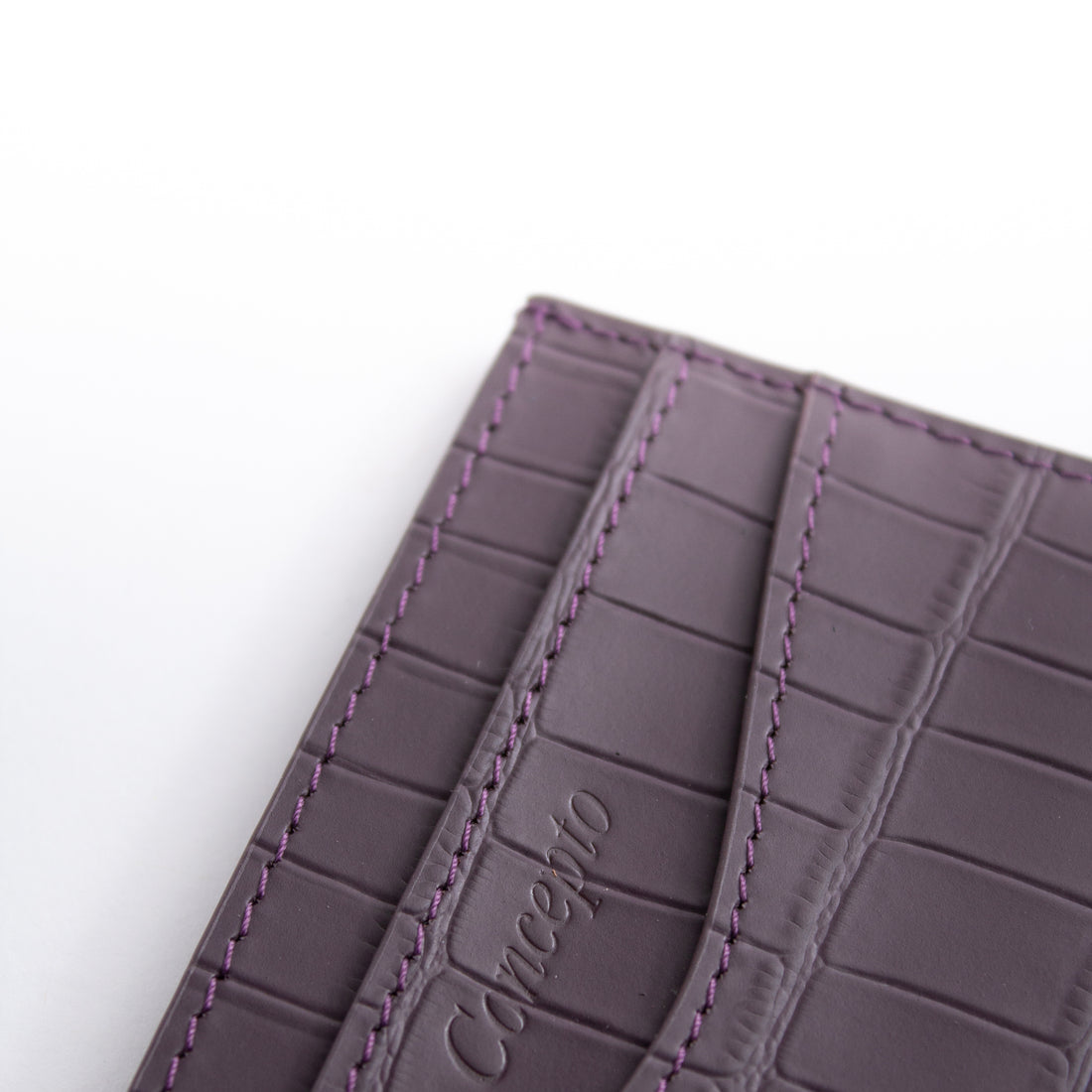 Embossed Deep Purple Crocodile Cardholder