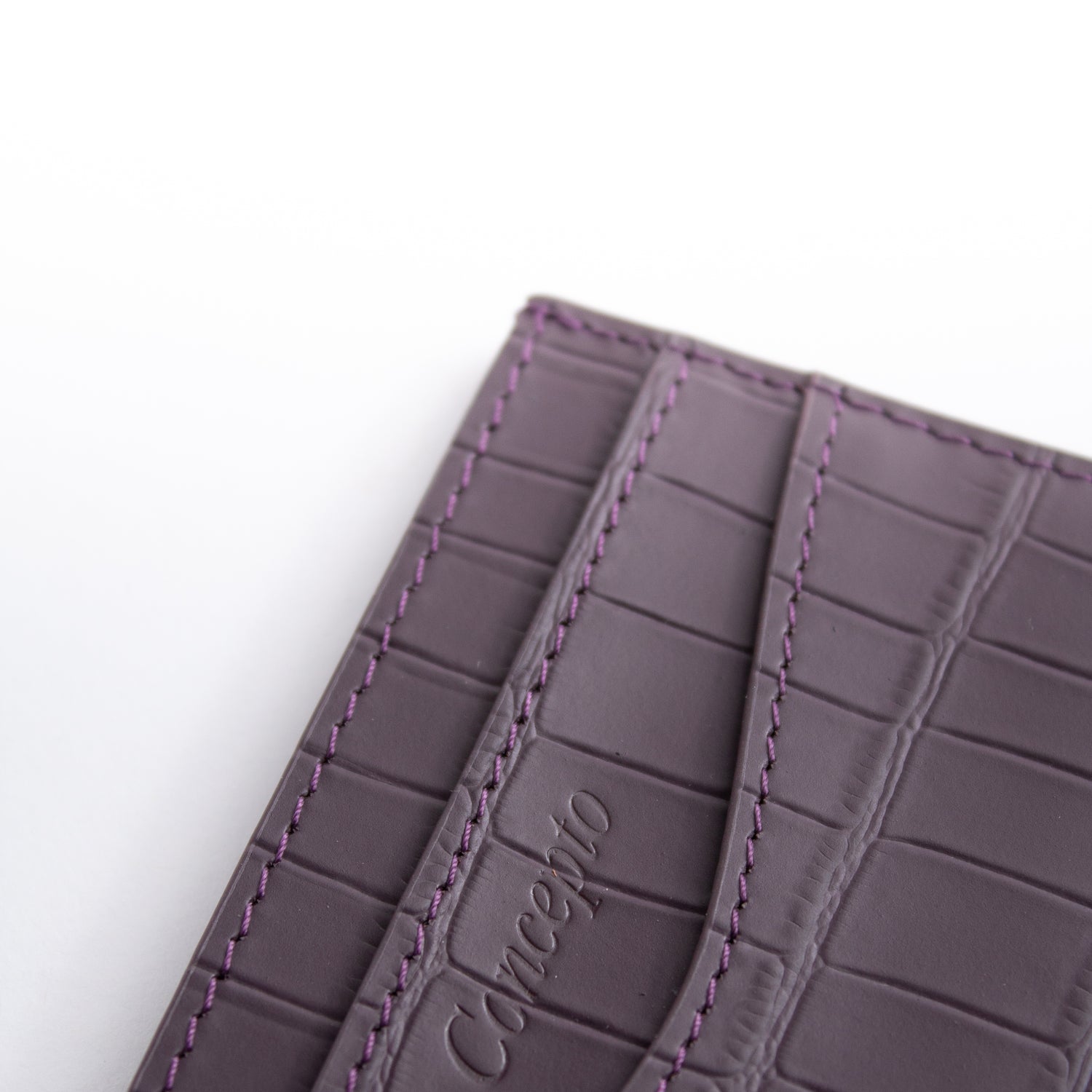 Embossed Deep Purple Crocodile Cardholder