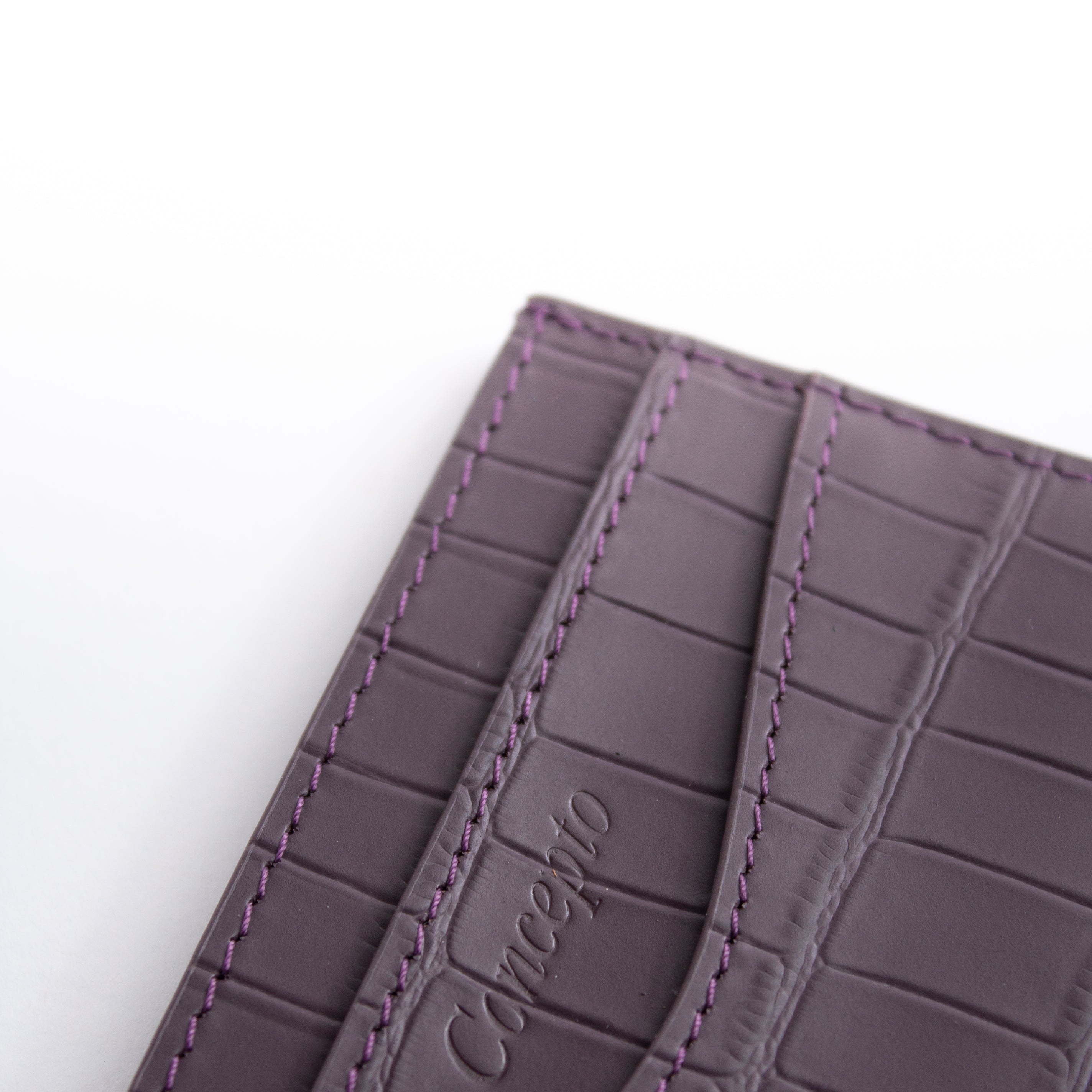 Embossed Deep Purple Crocodile Cardholder
