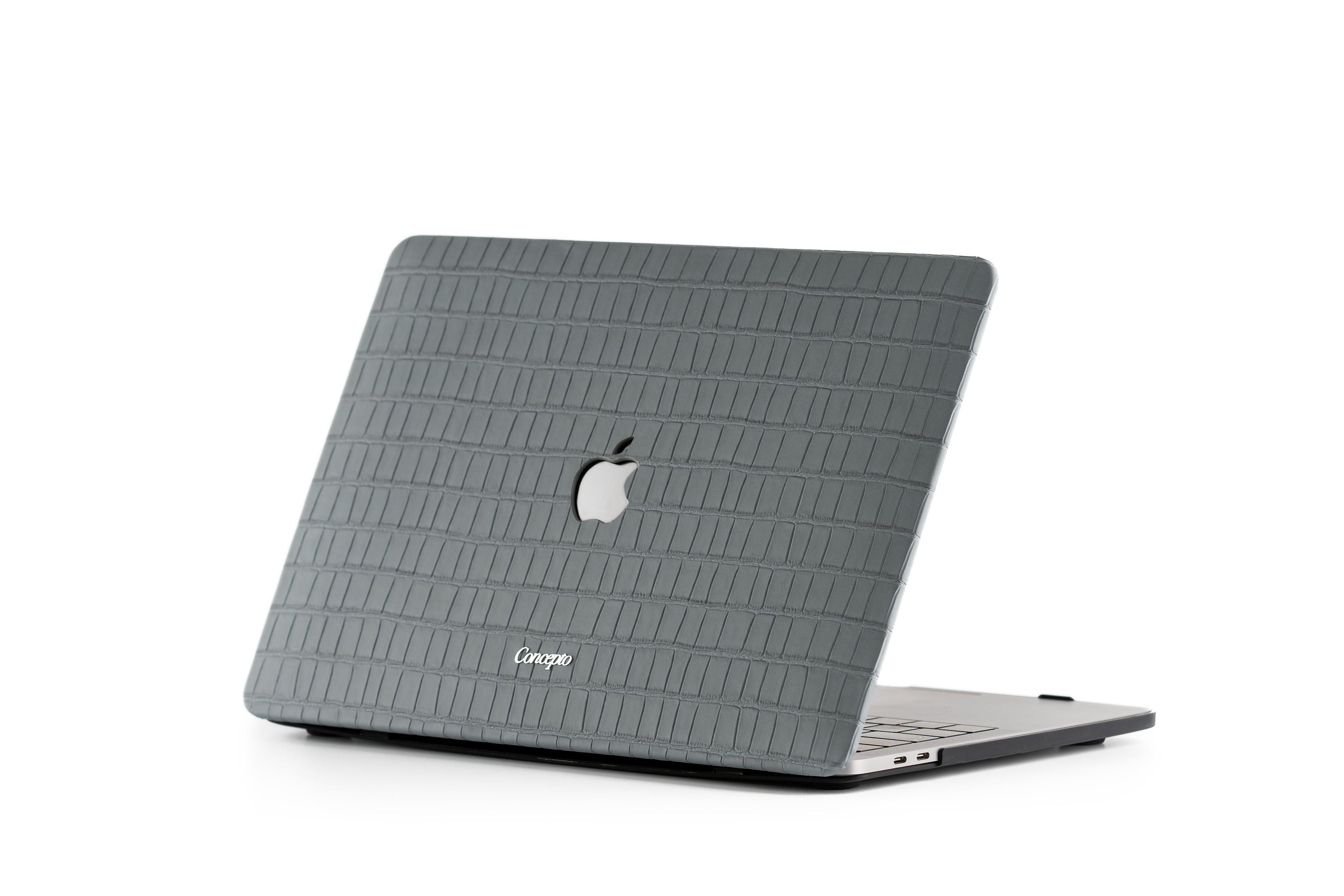 Matte Grey Embossed Crocodile Macbook Case