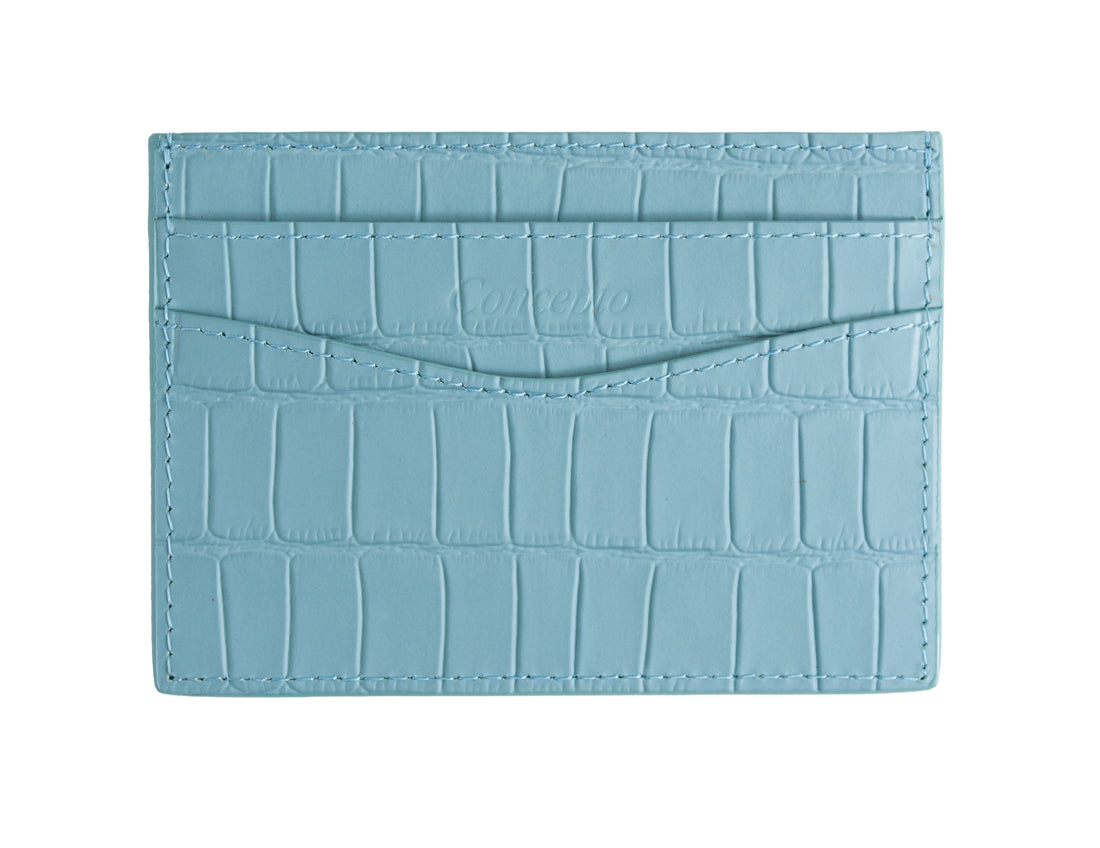 Embossed Baby Blue Crocodile Cardholder
