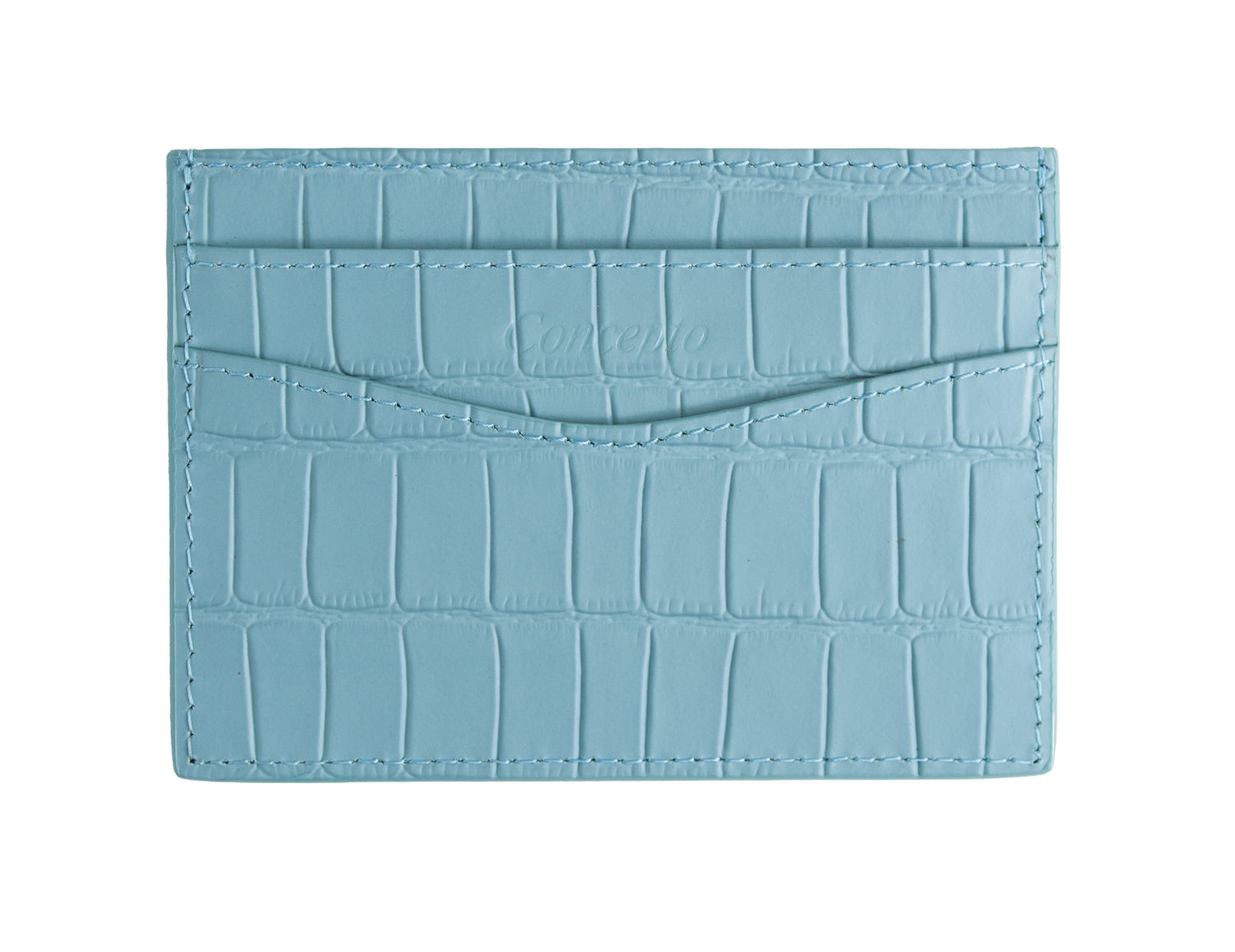 Embossed Baby Blue Crocodile Cardholder