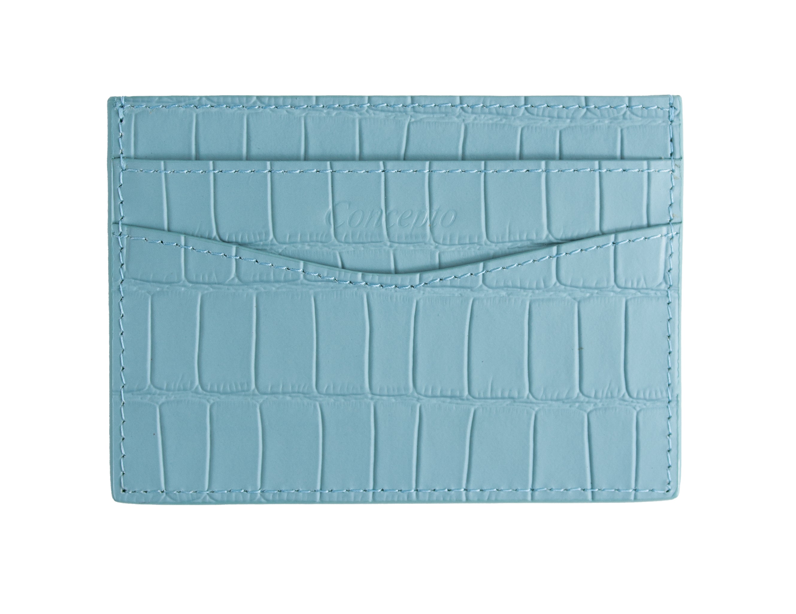 Embossed Baby Blue Crocodile Cardholder