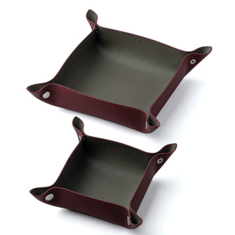 Maroon / Dark Taupe Leather Tray
