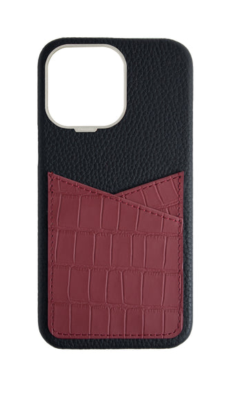 Matte Maroon Embossed Pocket Crocodile Case