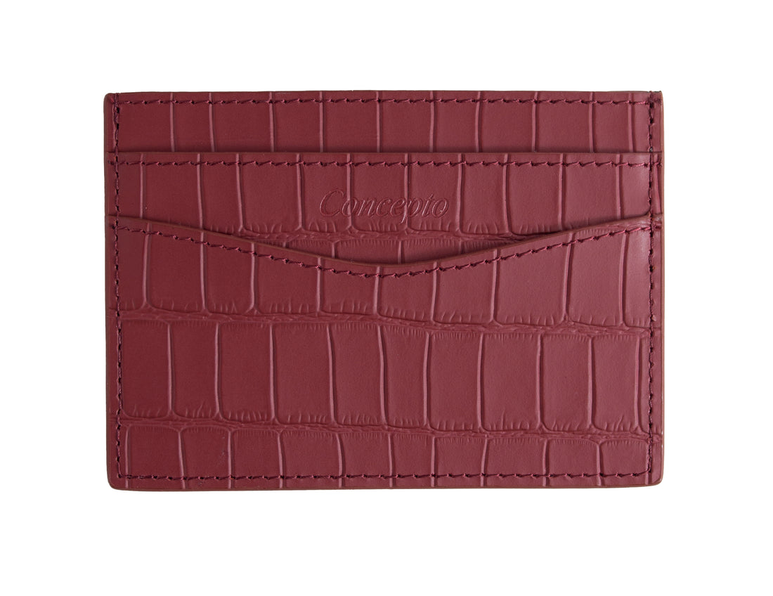 Embossed Maroon Crocodile Cardholder