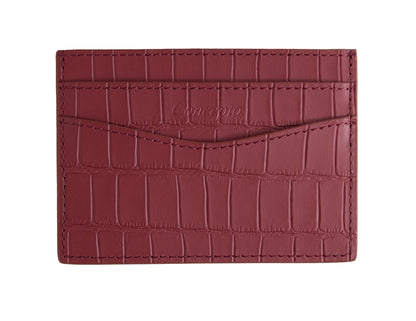 Embossed Maroon Crocodile Cardholder