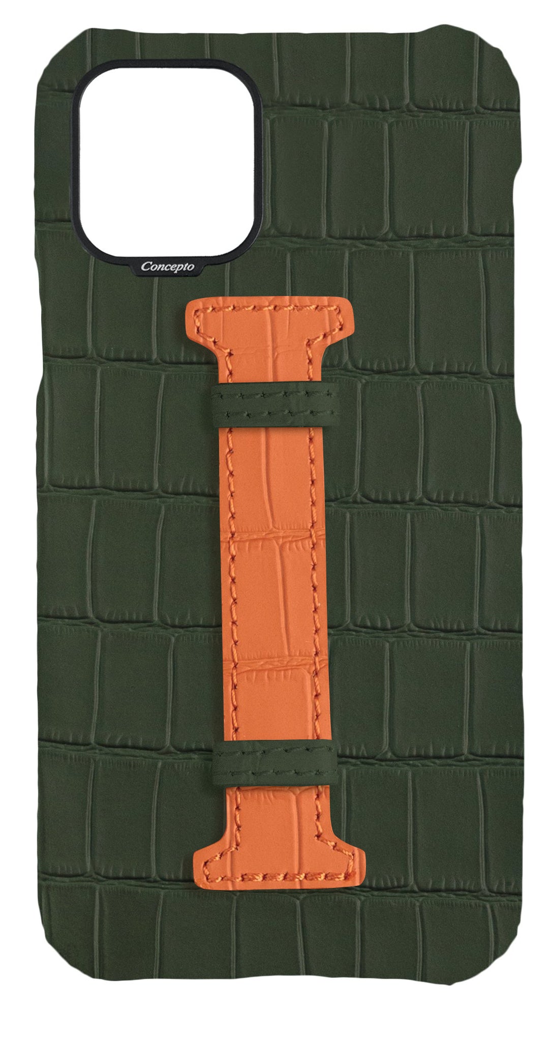 Orange Strap Embossed Crocodile Case