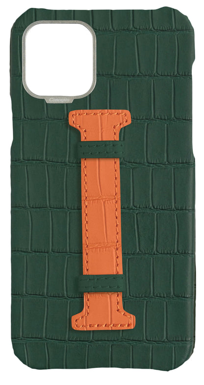 Orange Strap Embossed Crocodile Case