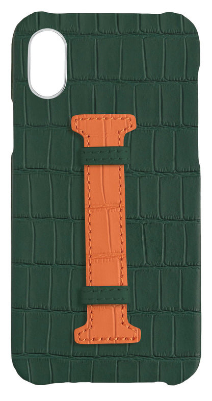 Orange Strap Embossed Crocodile Case