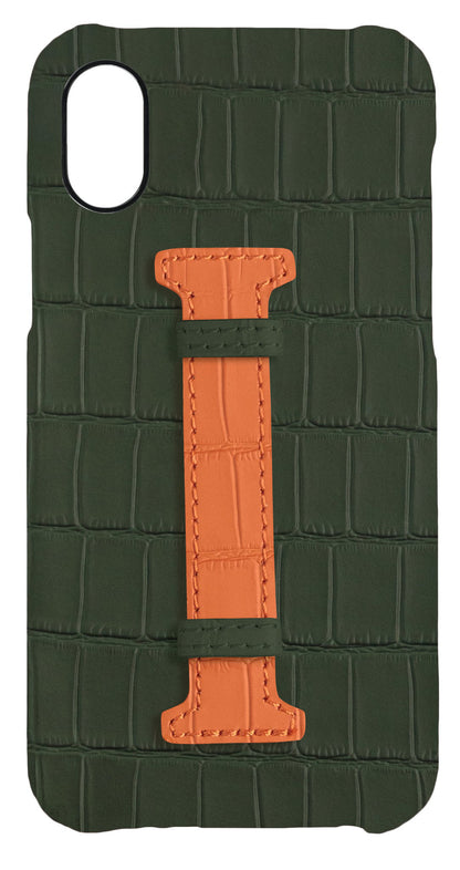 Orange Strap Embossed Crocodile Case