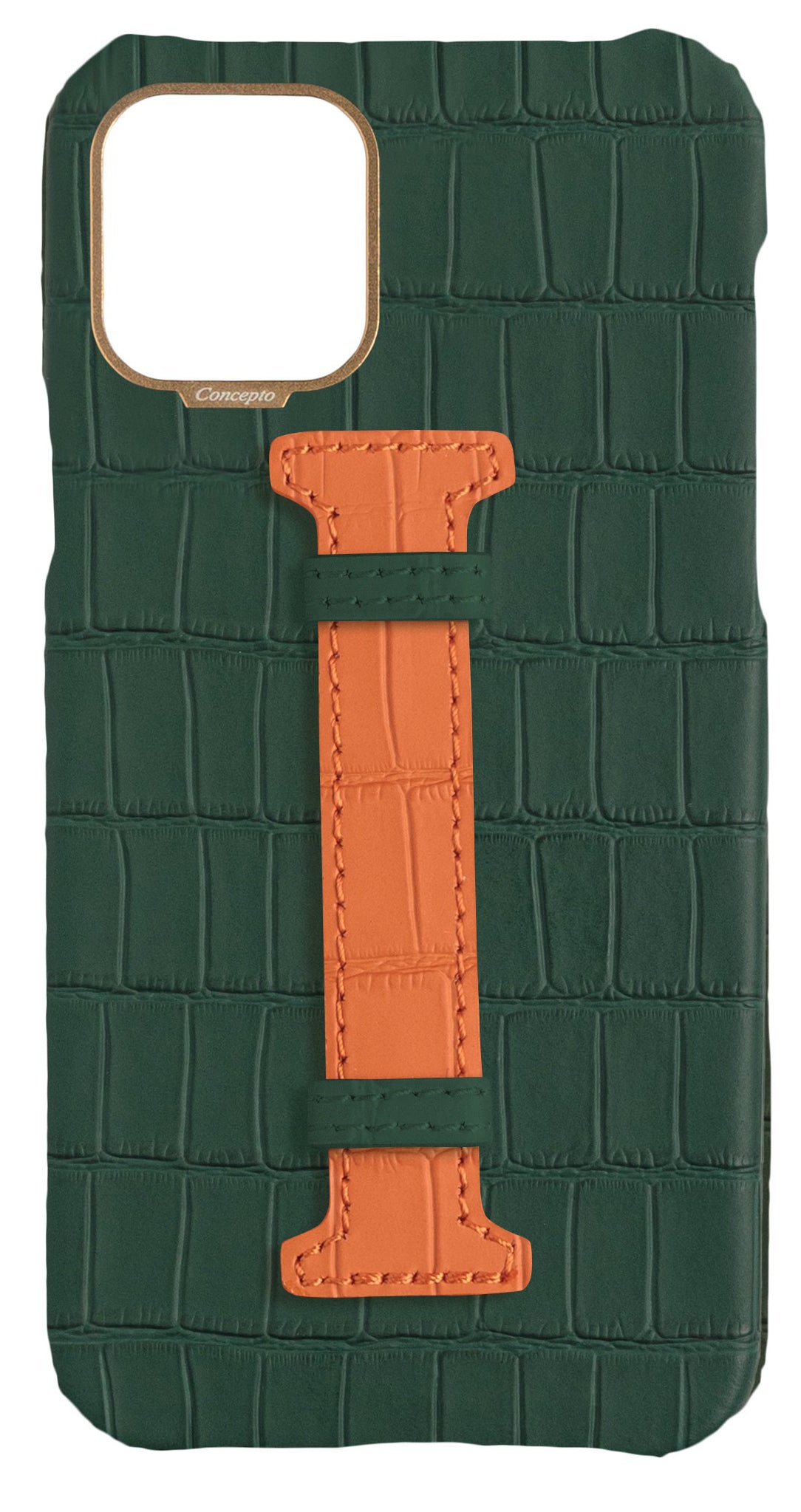 Orange Strap Embossed Crocodile Case