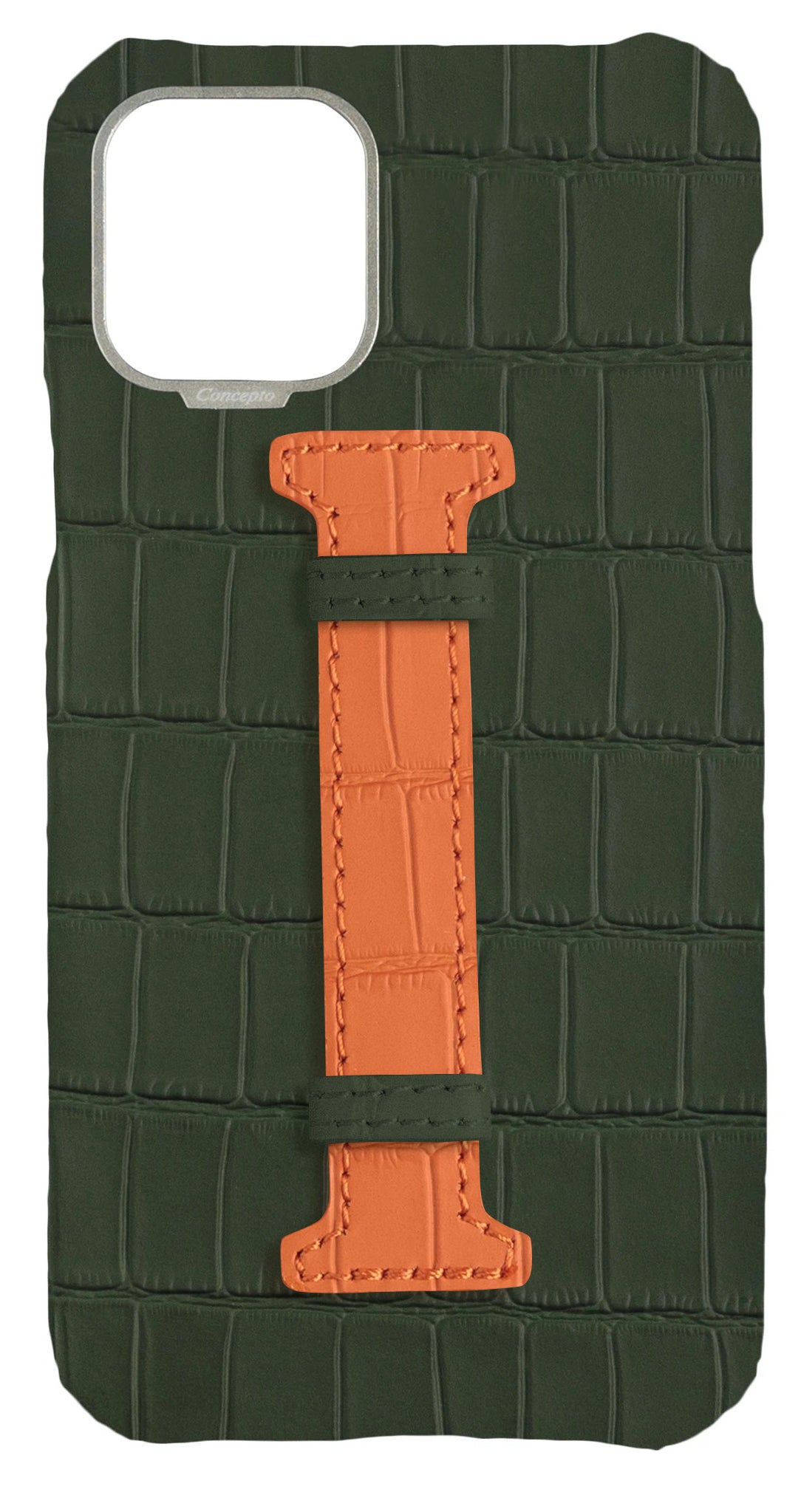 Orange Strap Embossed Crocodile Case
