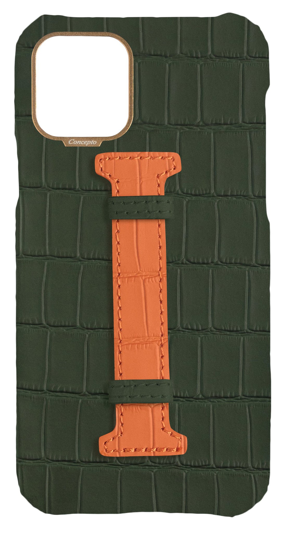 Orange Strap Embossed Crocodile Case