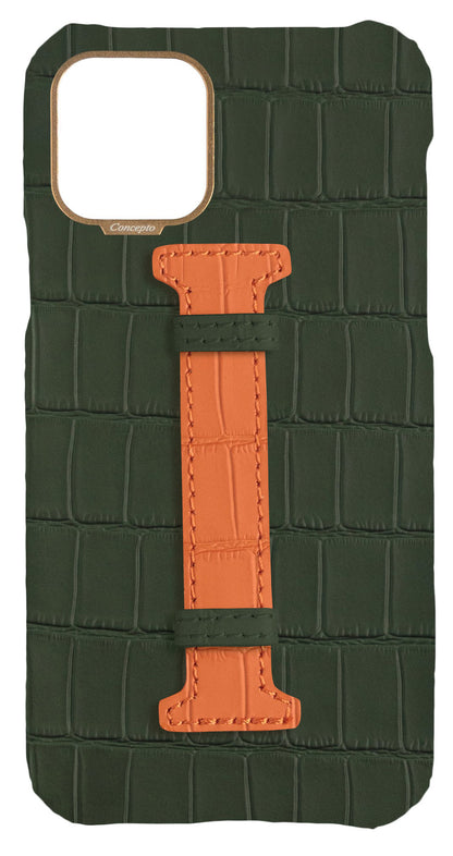 Orange Strap Embossed Crocodile Case