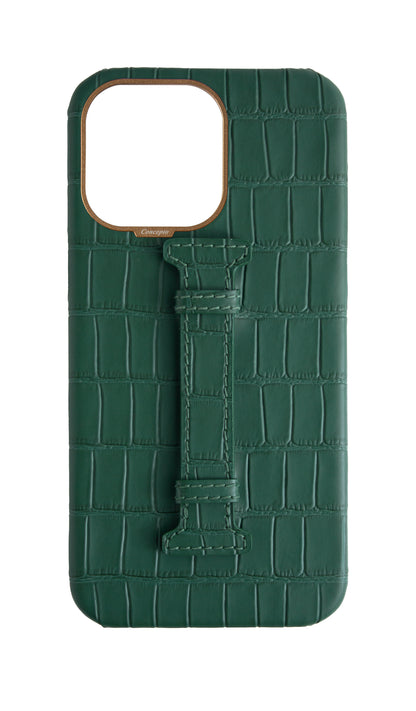 Matte Royal Green Embossed Crocodile Case