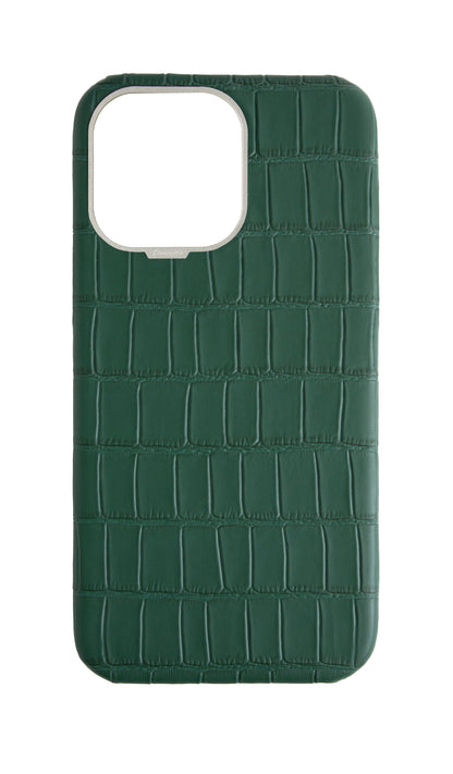Matte Royal Green Strapless Embossed Crocodile Case