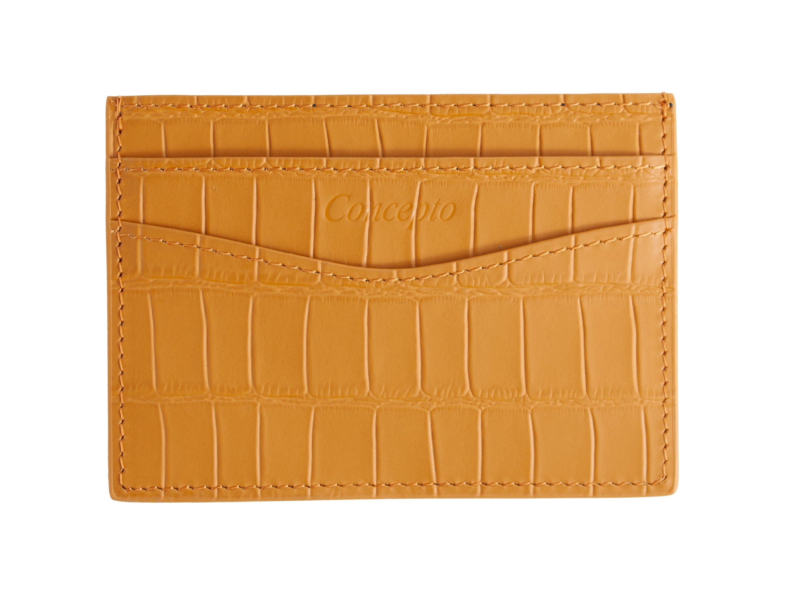 Embossed Mustard Crocodile Cardholder