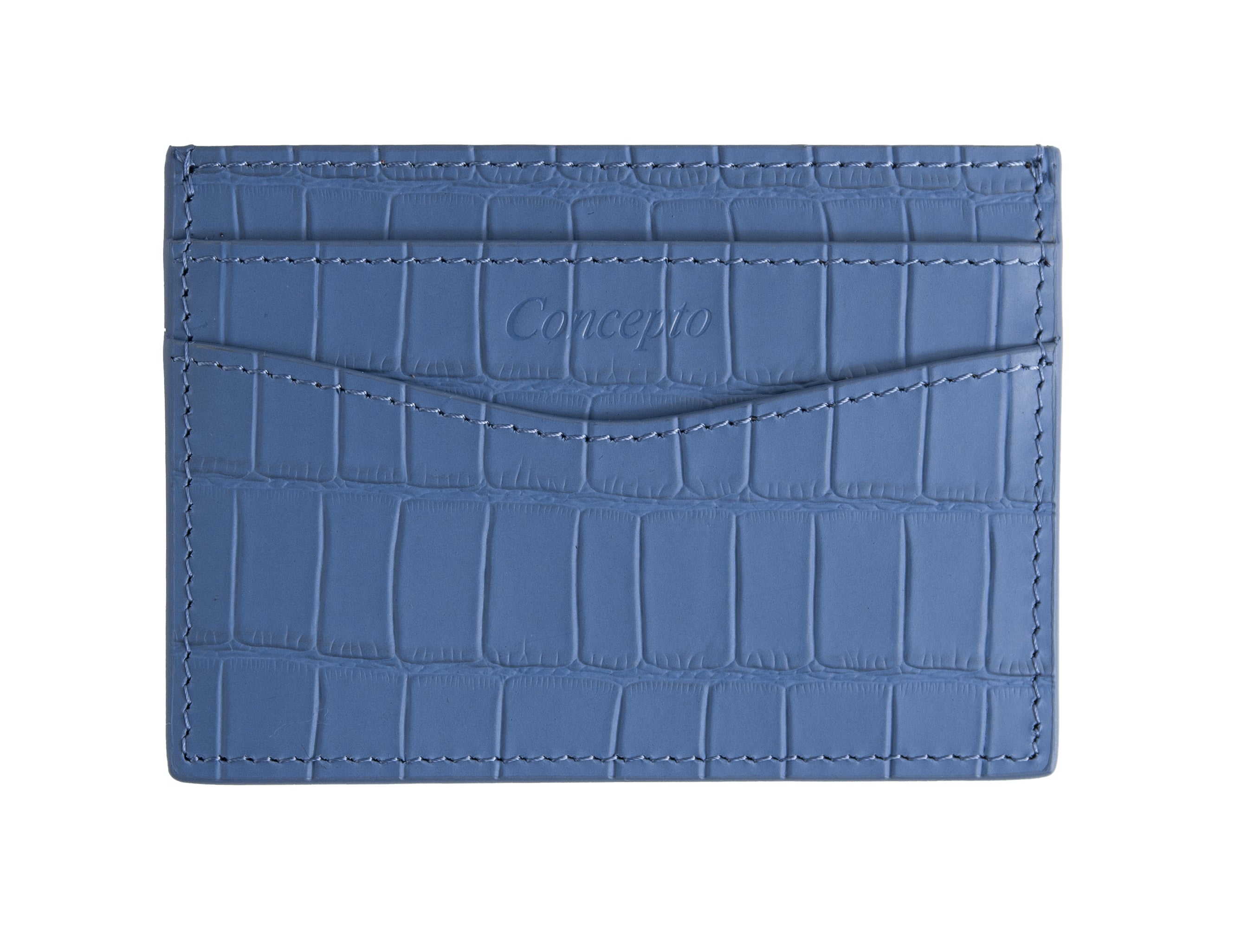 Embossed Navy Blue Crocodile Cardholder