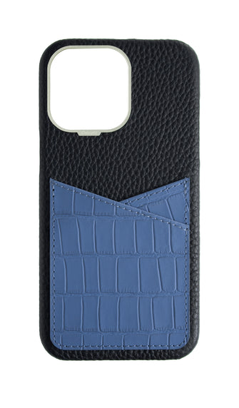 Matte Navy Embossed Pocket Crocodile Case