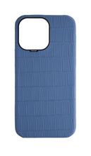 Matte Navy Strapless Embossed Crocodile Case