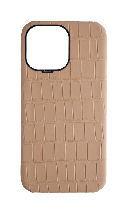 Matte Nude Strapless Embossed Crocodile Case