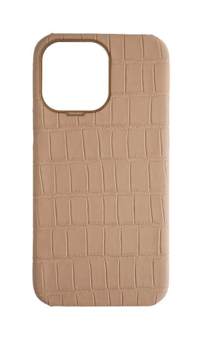 Matte Nude Strapless Embossed Crocodile Case