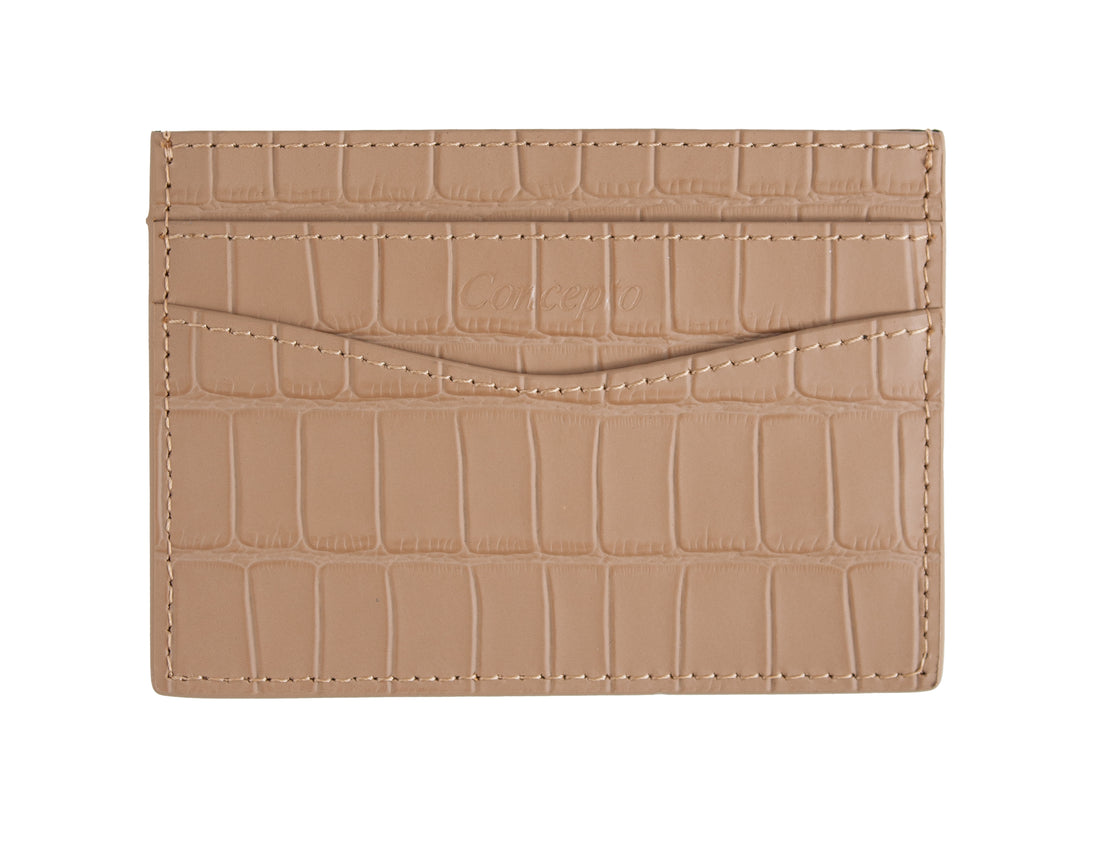 Embossed Nude Crocodile Cardholder