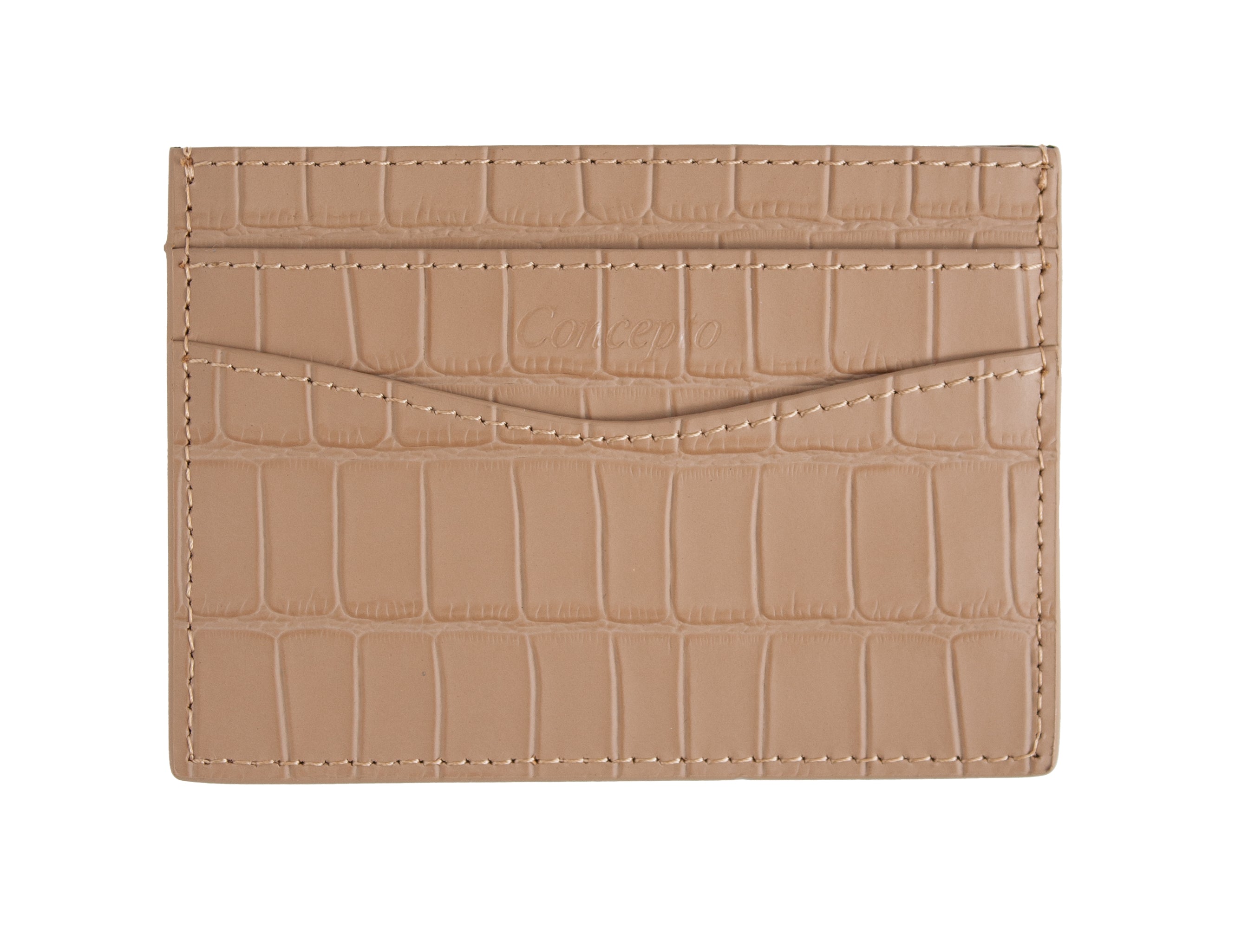 Embossed Nude Crocodile Cardholder