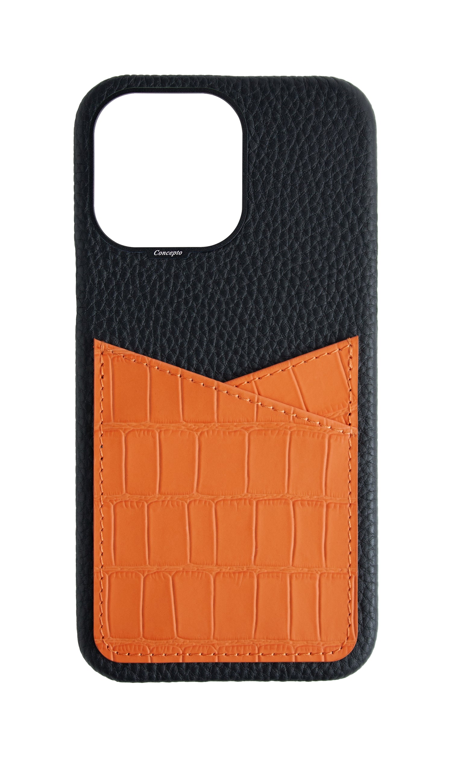 Matte Orange Embossed Pocket Crocodile Case